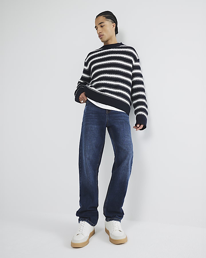blu demin gamba a tubo mid wash jeans