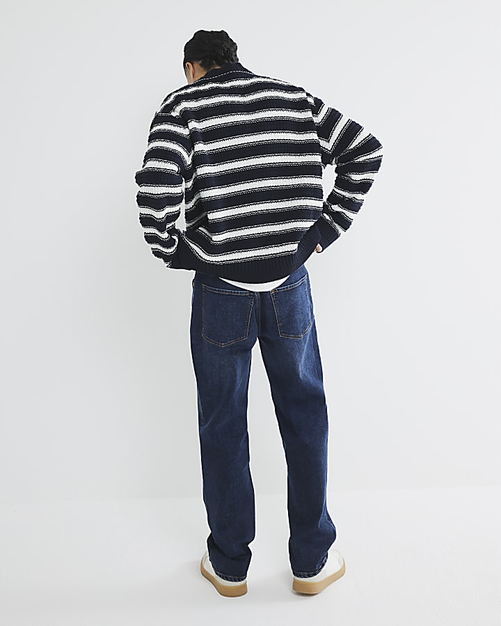 blu demin gamba a tubo mid wash jeans