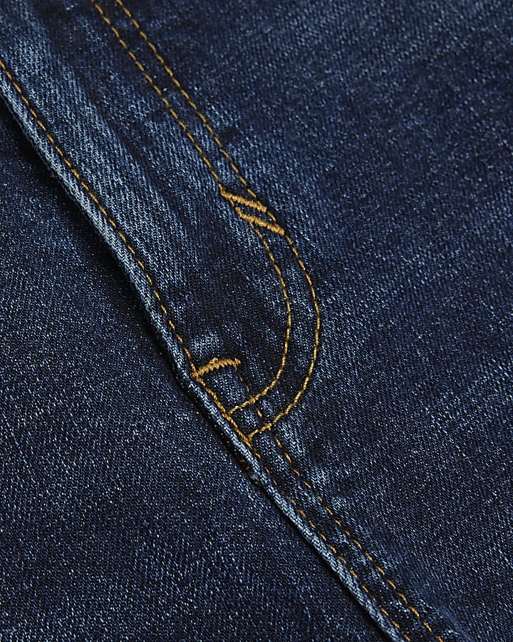 blu demin gamba a tubo mid wash jeans