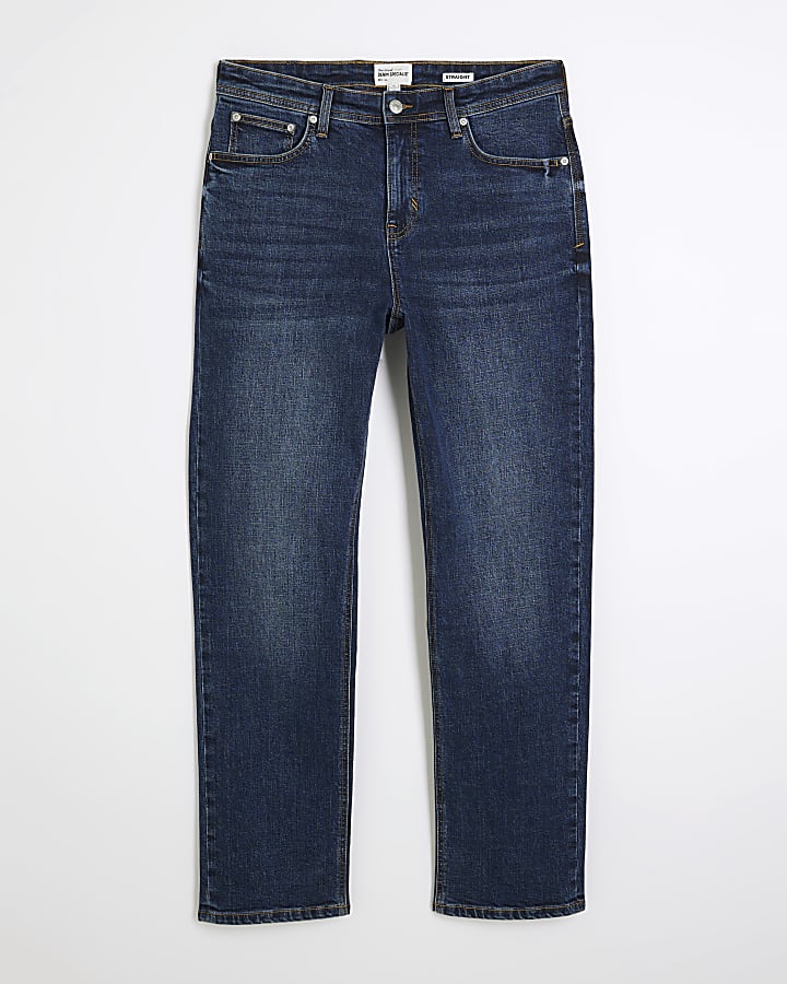 blu demin gamba a tubo mid wash jeans