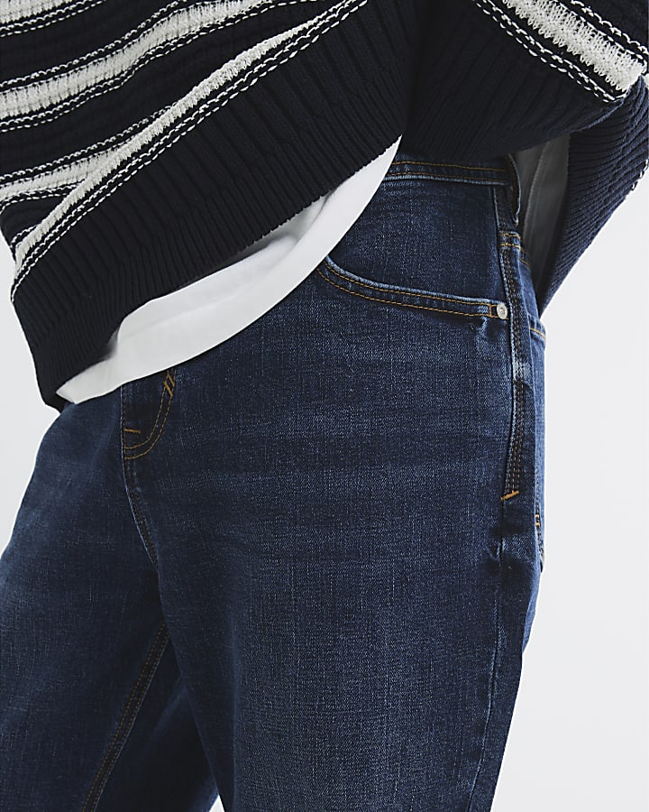 blu demin gamba a tubo mid wash jeans