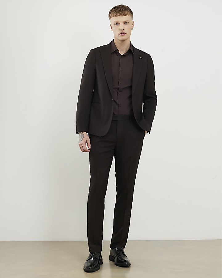 marrone slim fit giacca