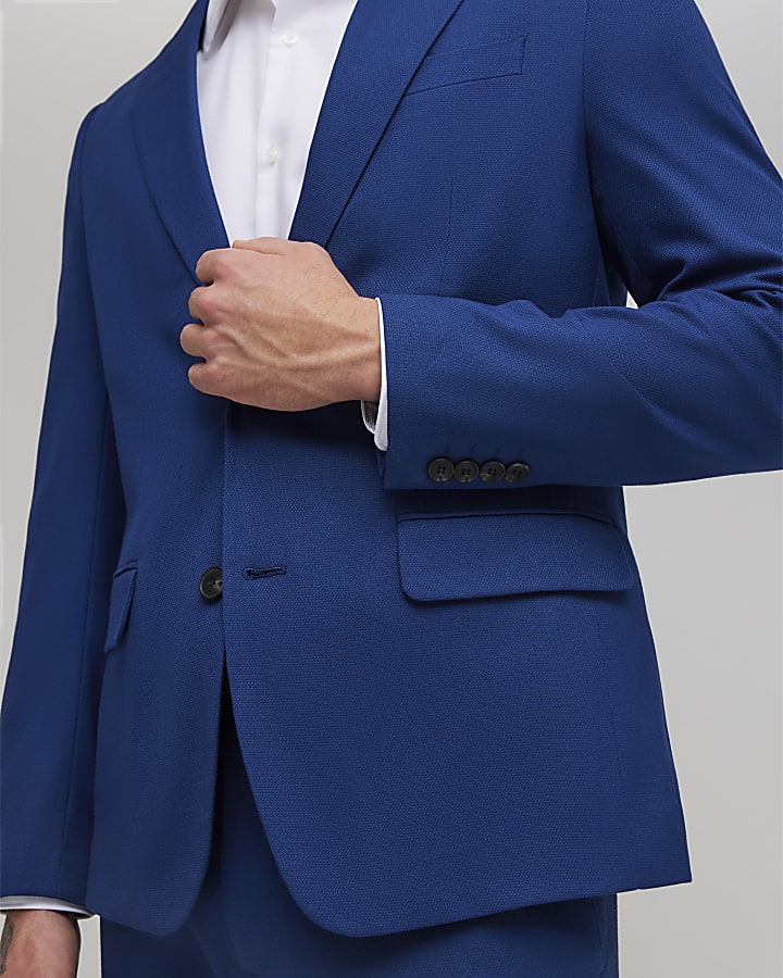 blu skinny fit con texture giacca