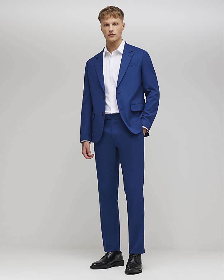 blu skinny fit con texture giacca