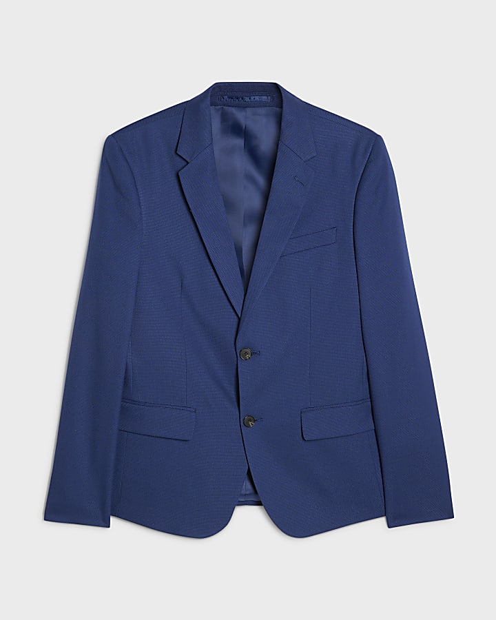 blu skinny fit con texture giacca