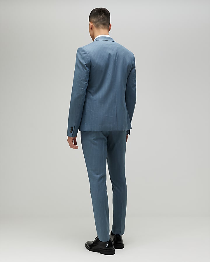 blu skinny fit abito gessato pantaloni