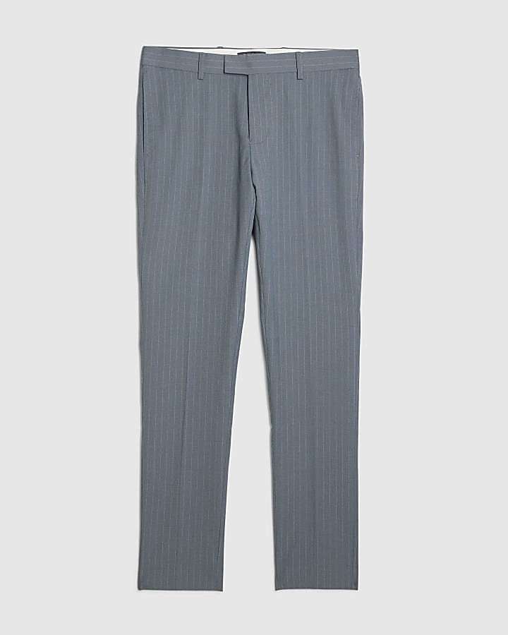 blu skinny fit abito gessato pantaloni