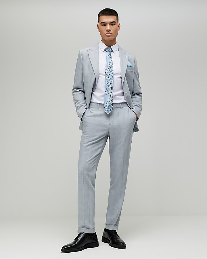 blu slim fit check slim tuta pantaloni