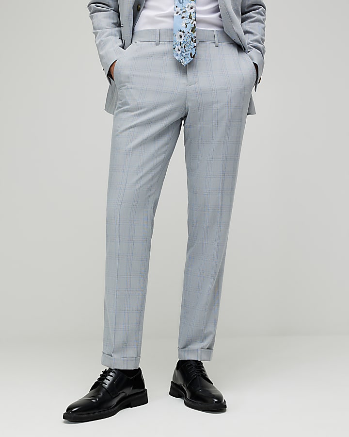 blu slim fit check slim tuta pantaloni