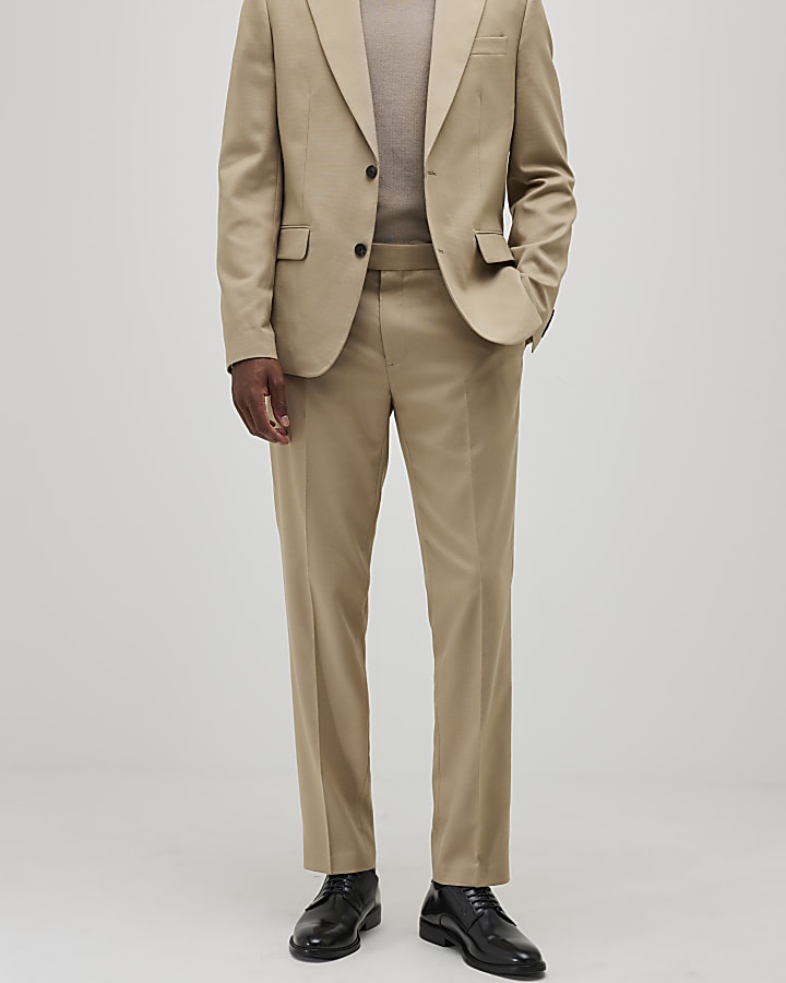 beige slim fit con texture tuta pantaloni