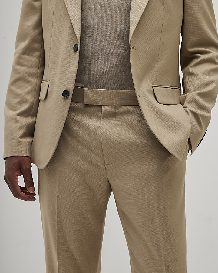 beige slim fit con texture tuta pantaloni