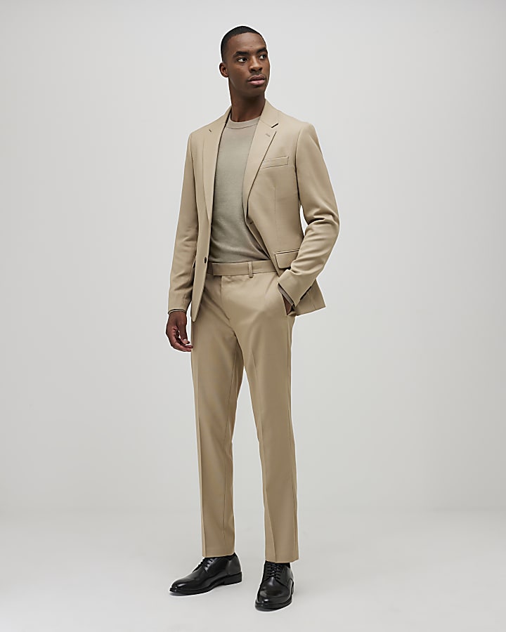 beige skinny fit con texture tuta pantaloni