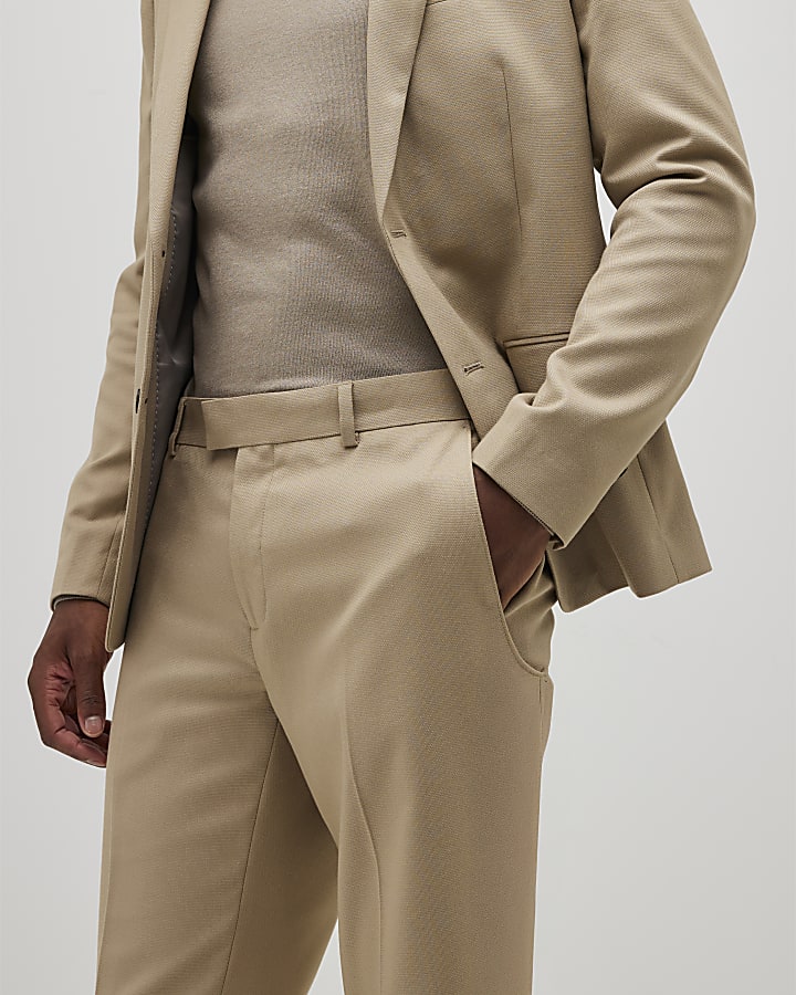 beige skinny fit con texture tuta pantaloni