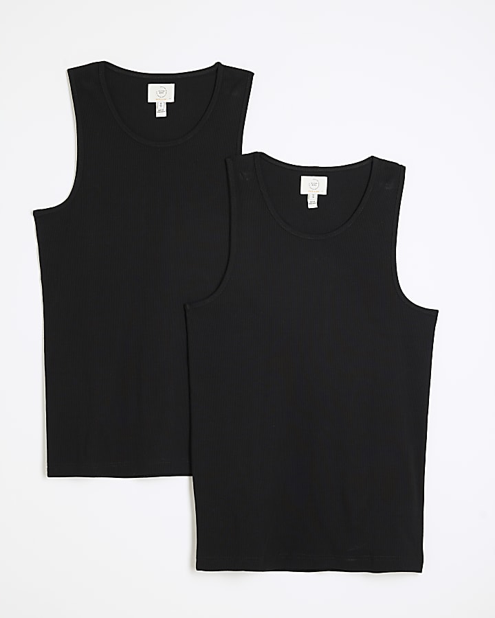 nero 2 pack muscle fit colletto a costine vest