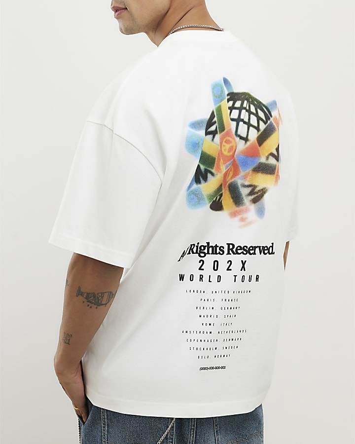 bianco oversize fit tutti i diritti flag t-shirt