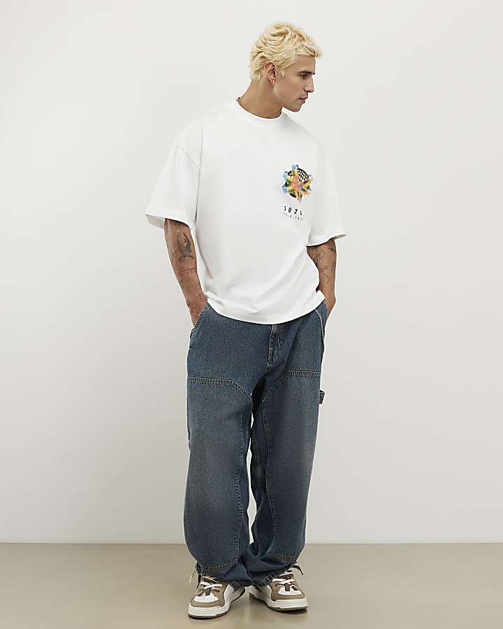 bianco oversize fit tutti i diritti flag t-shirt