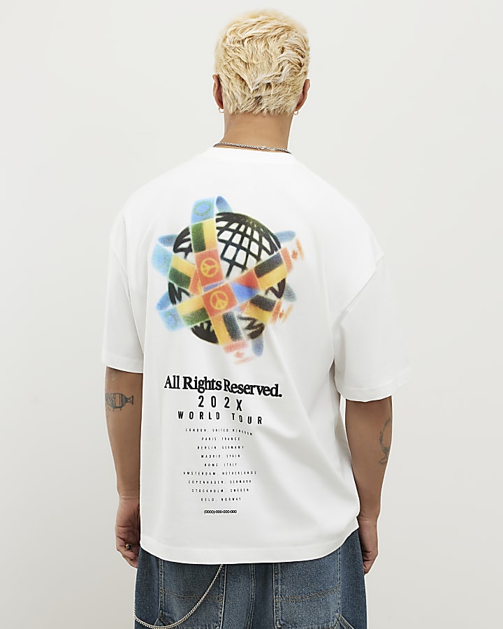bianco oversize fit tutti i diritti flag t-shirt