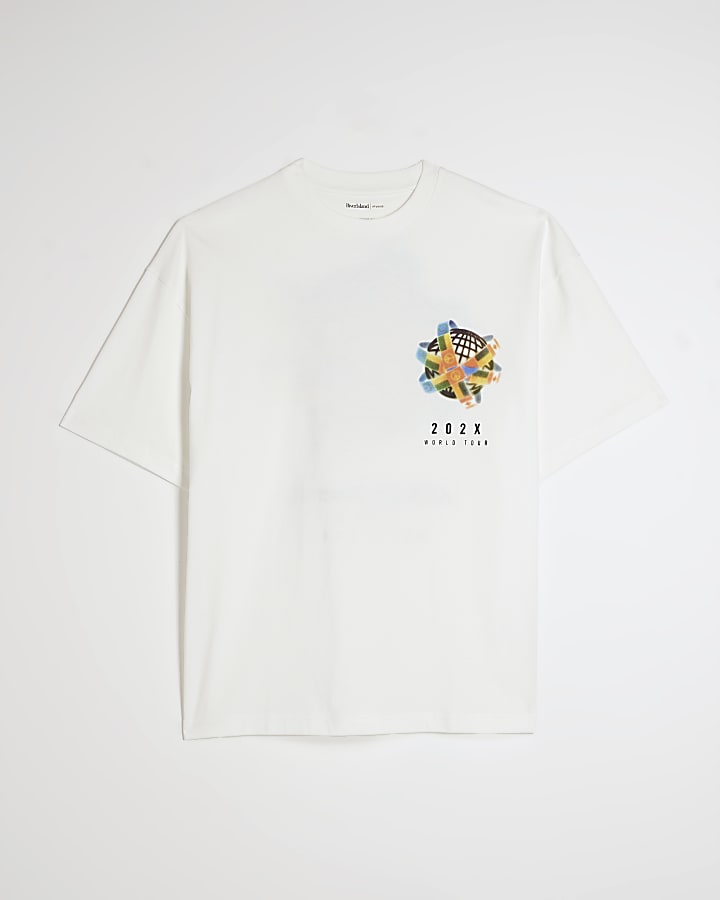 bianco oversize fit tutti i diritti flag t-shirt