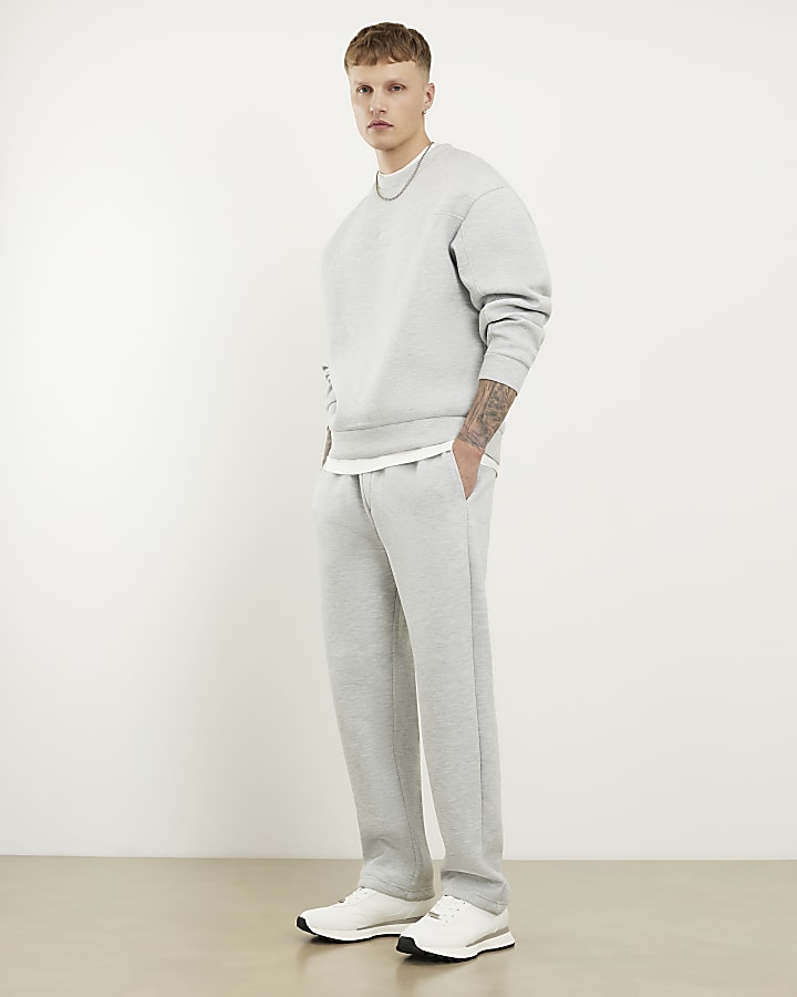 grigio oversize premium ricamato felpa
