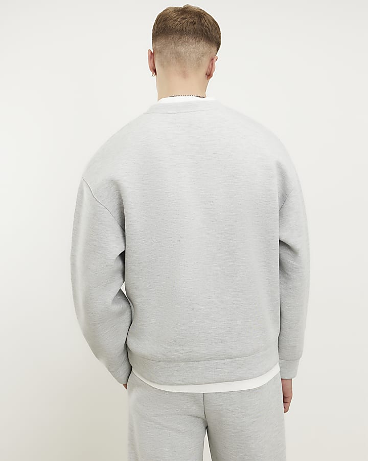 grigio oversize premium ricamato felpa
