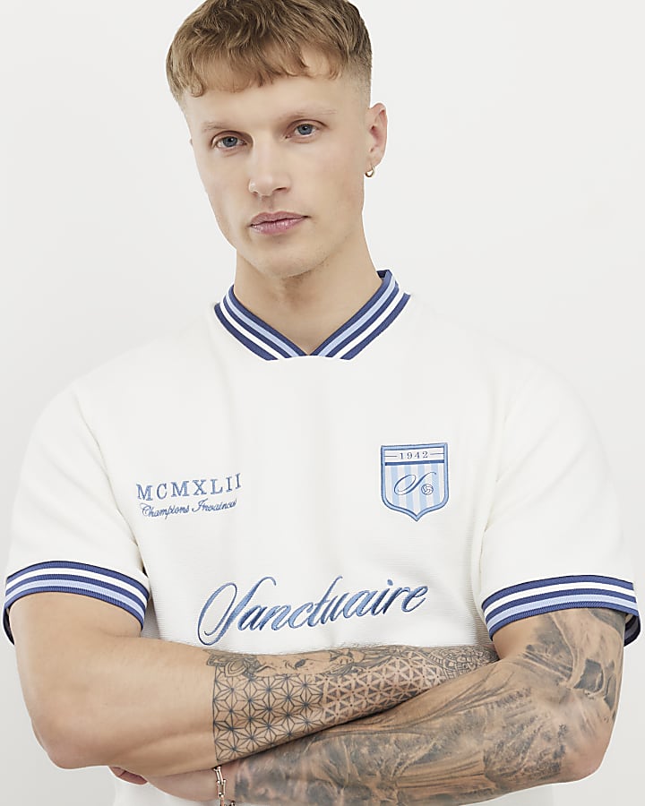 bianco regular fit con punta crest t-shirt