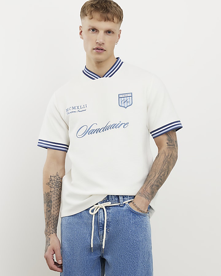 bianco regular fit con punta crest t-shirt