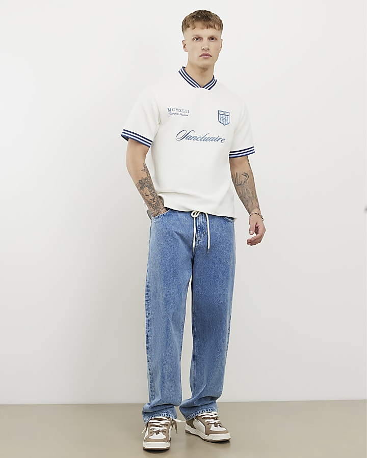 bianco regular fit con punta crest t-shirt