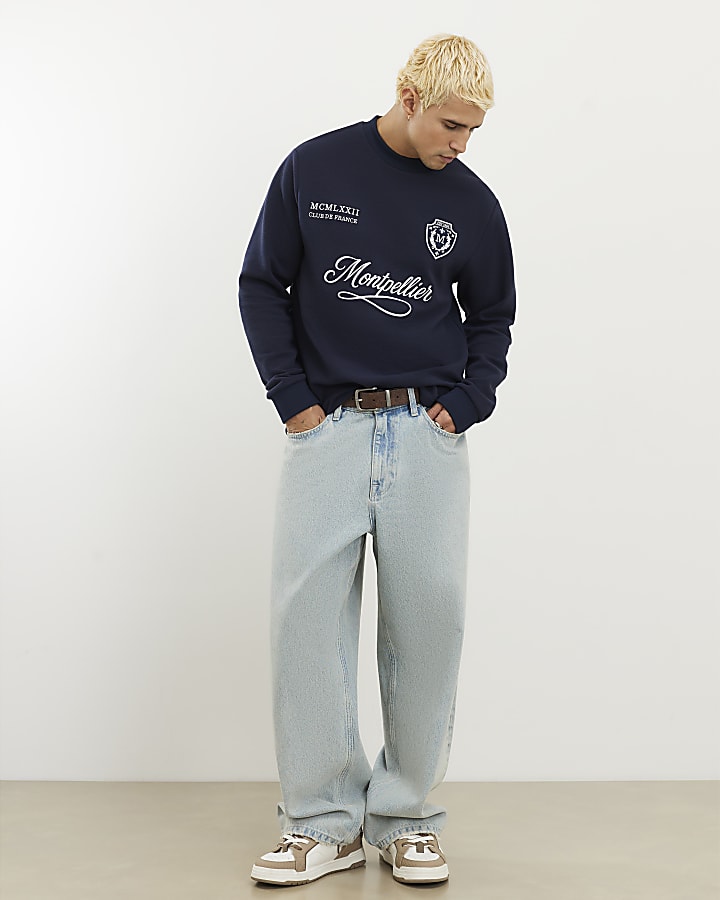 navy regular fit tipped t-shirt