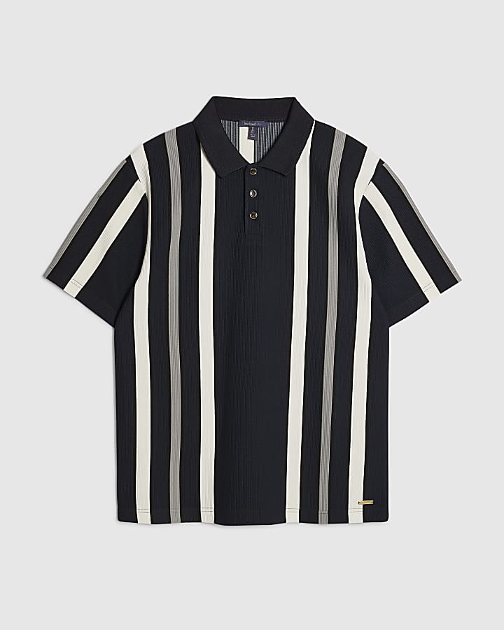 navy slim fit polo shirt stripe