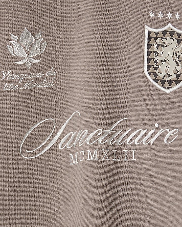 beige regular fit polo shirt con pannelli in legno