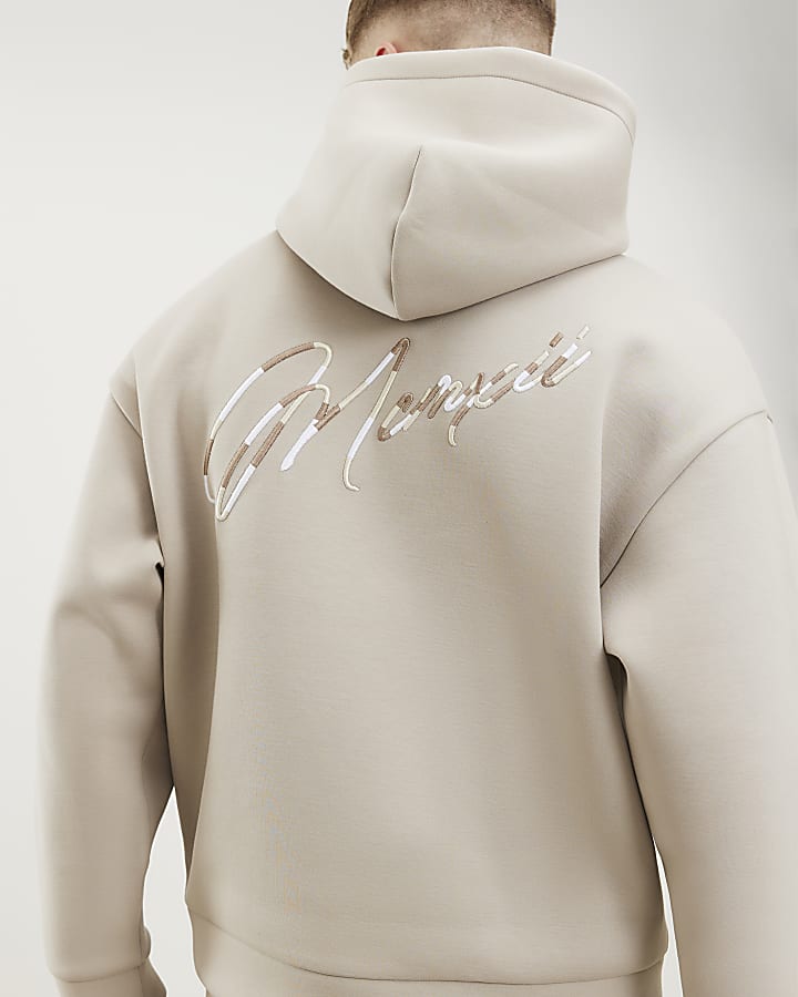 beige oversize fit mcmxii script hoodie