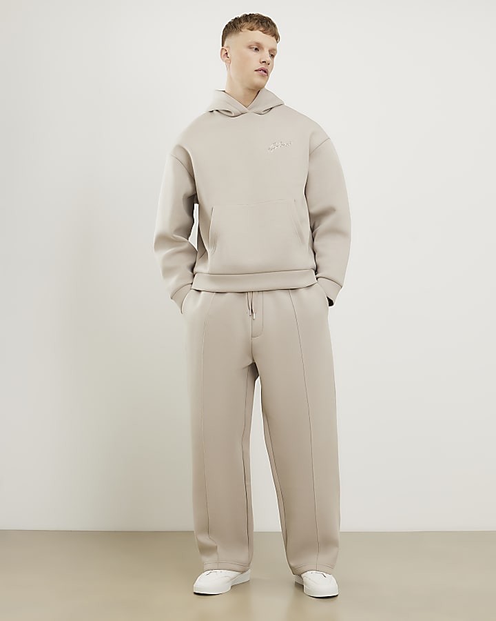 beige oversize fit mcmxii script hoodie