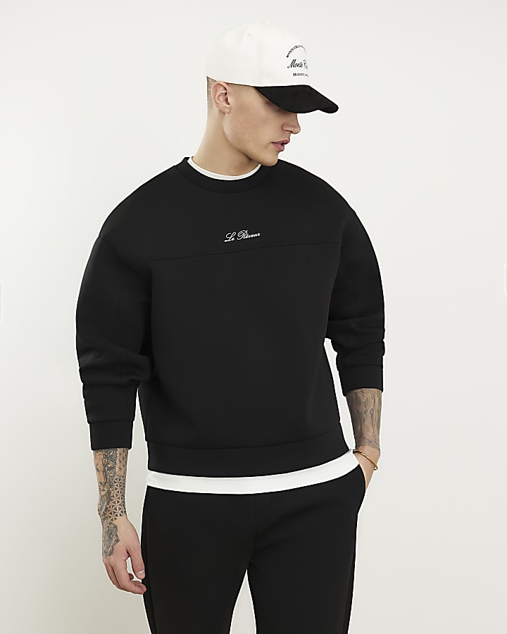 nero oversize premium embroiderd felpa