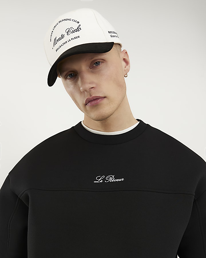nero oversize premium embroiderd felpa