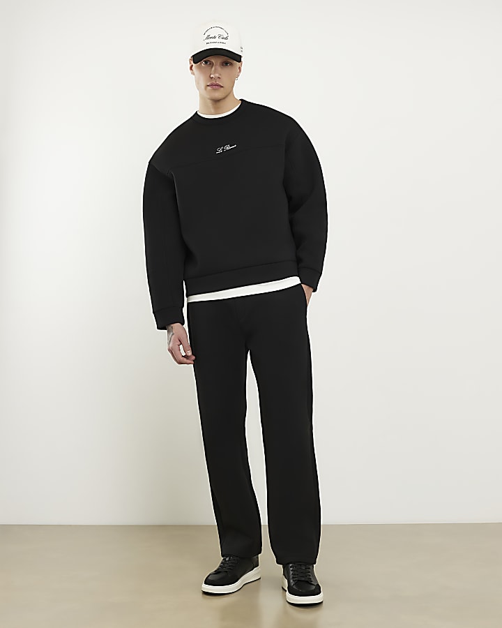 nero oversize premium embroiderd felpa