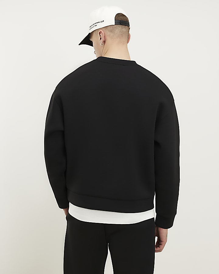 nero oversize premium embroiderd felpa