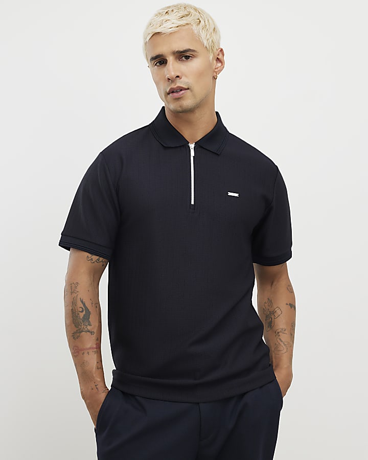 marina muscle fit polo shirt testurizzata