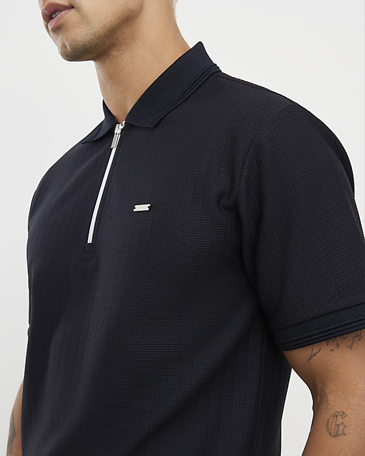 marina muscle fit polo shirt testurizzata