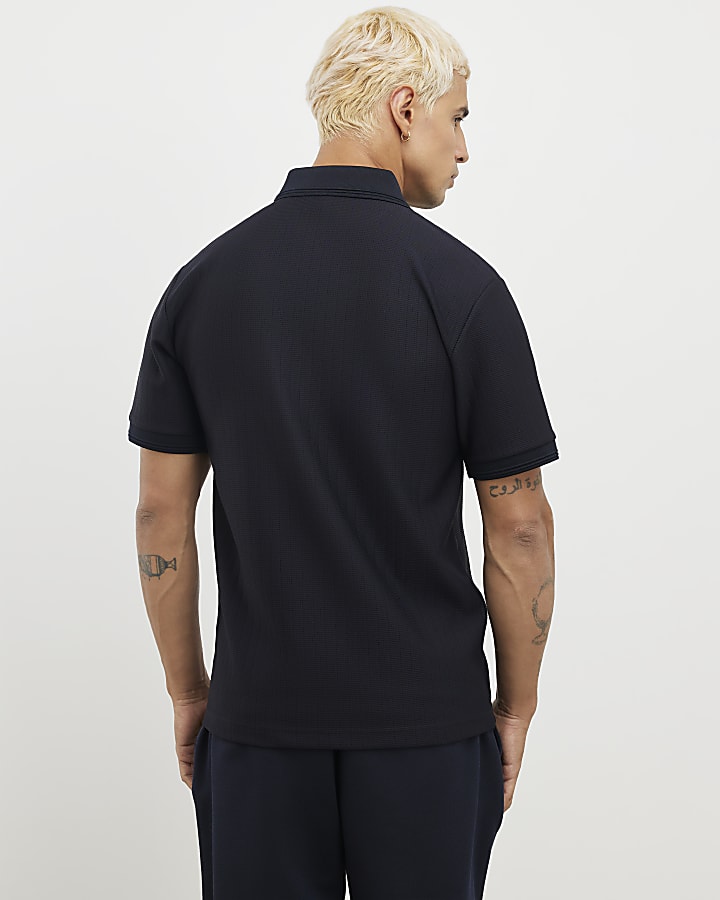 marina muscle fit polo shirt testurizzata