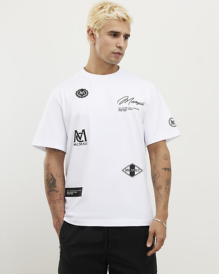 bianco regular fit mcmxii multi badge t-shirt