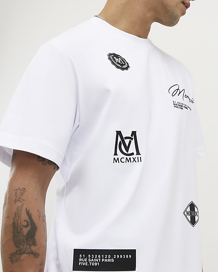 bianco regular fit mcmxii multi badge t-shirt