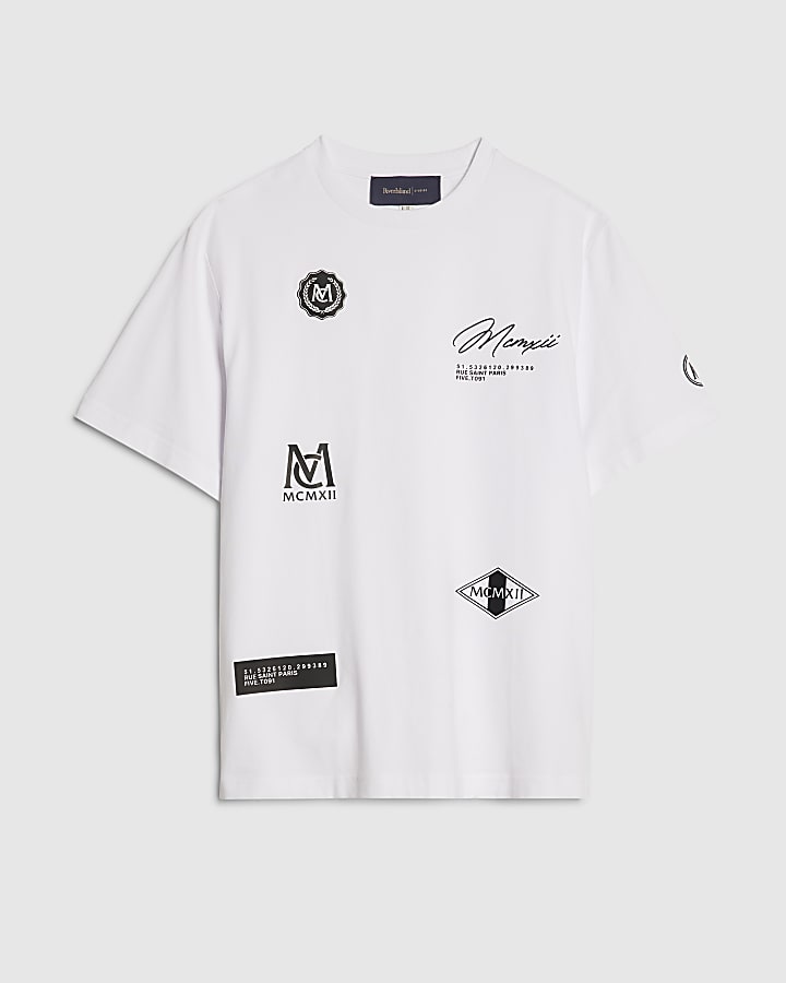 bianco regular fit mcmxii multi badge t-shirt