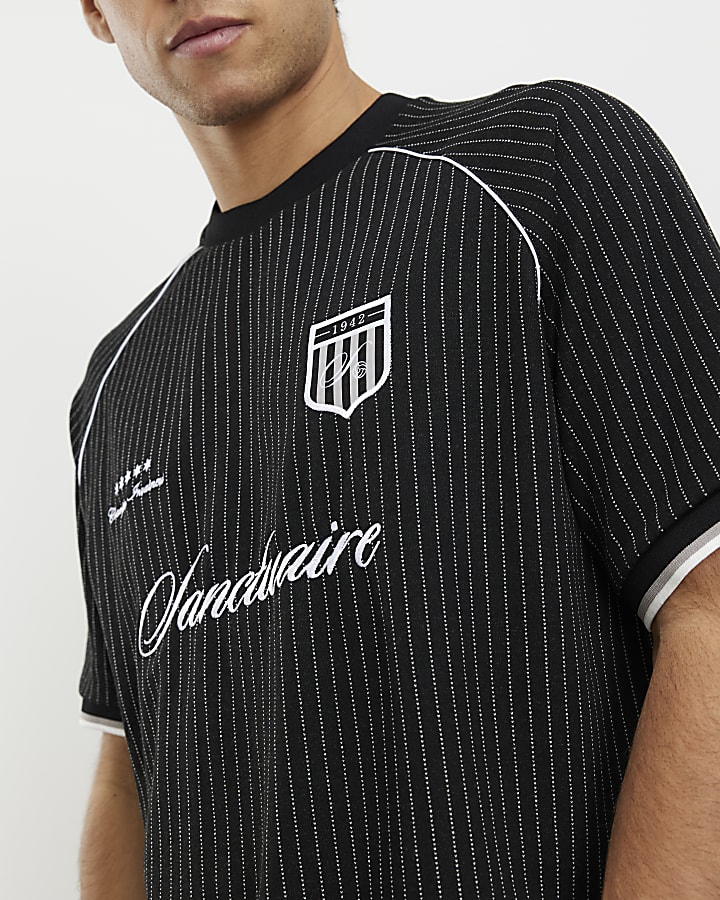 nero vestibilità regolare gessato t-shirt da calcio