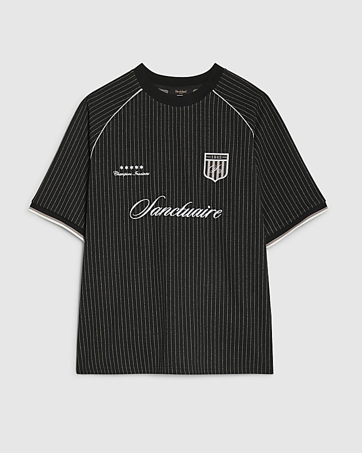 nero vestibilità regolare gessato t-shirt da calcio