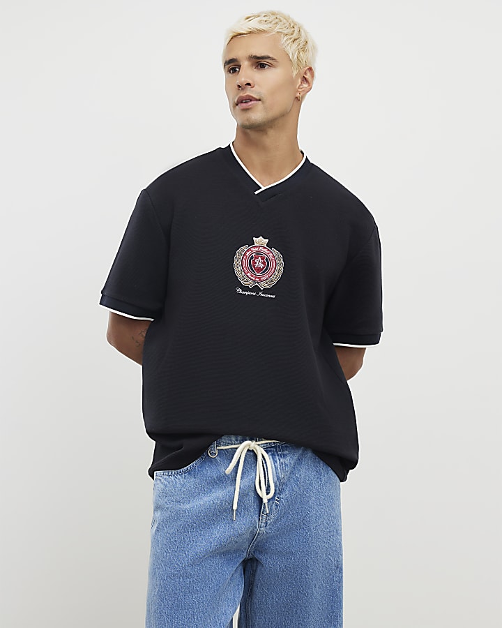 navy regular fit t-shirt da calcio