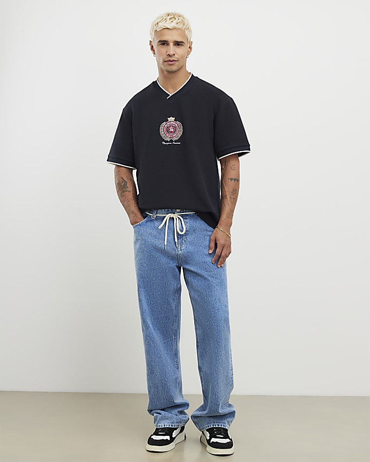 navy regular fit t-shirt da calcio