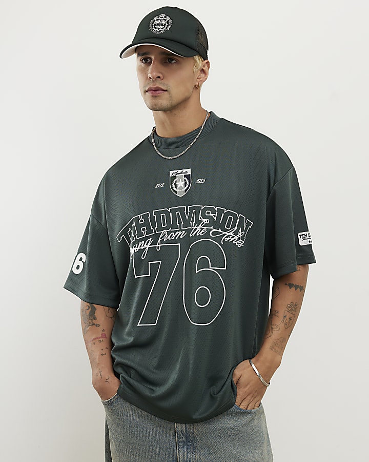 verde oversize fit mesh 7 ° divisione t-shirt