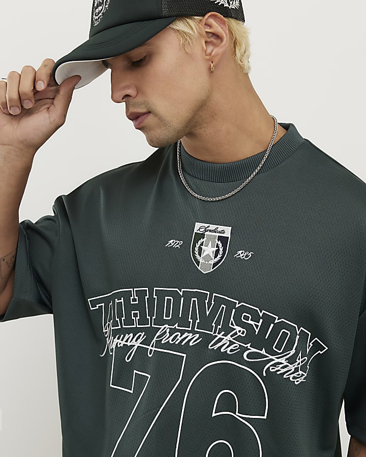 verde oversize fit mesh 7 ° divisione t-shirt