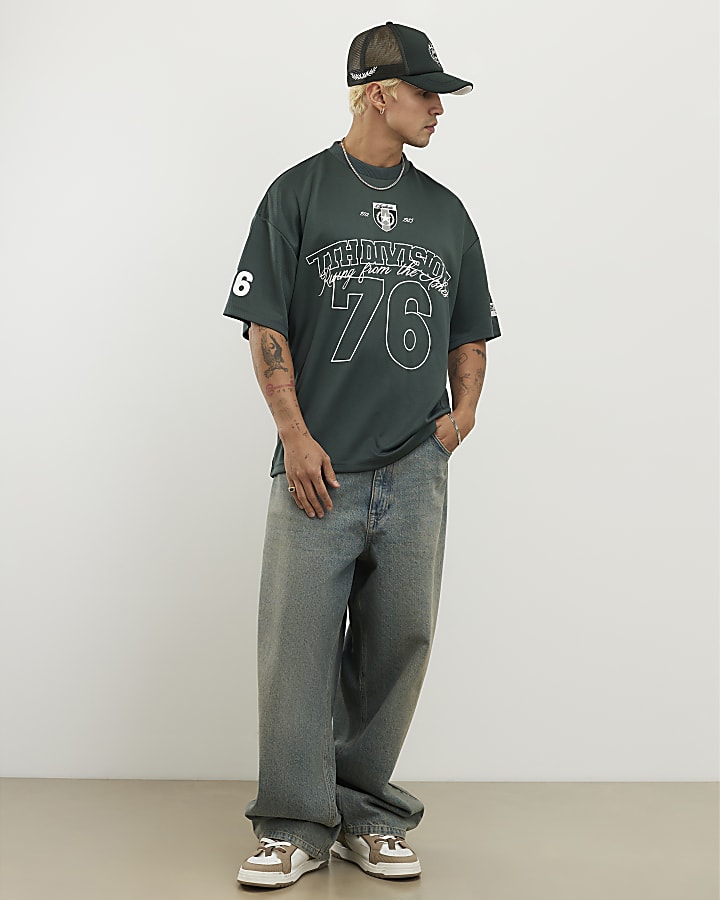 verde oversize fit mesh 7 ° divisione t-shirt