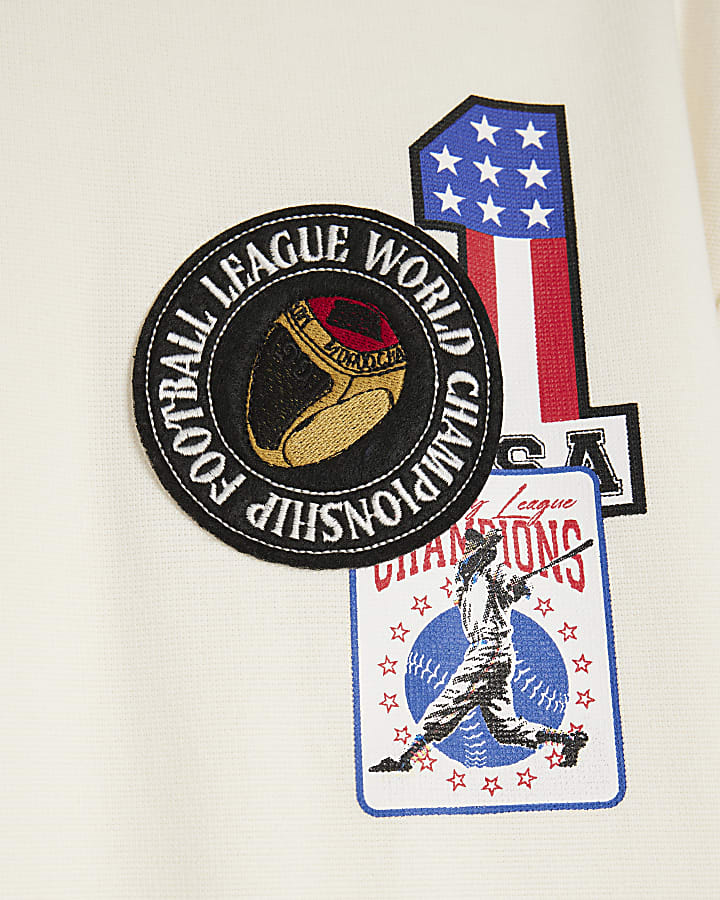 bianco oversize fit multi badge usa t-shirt